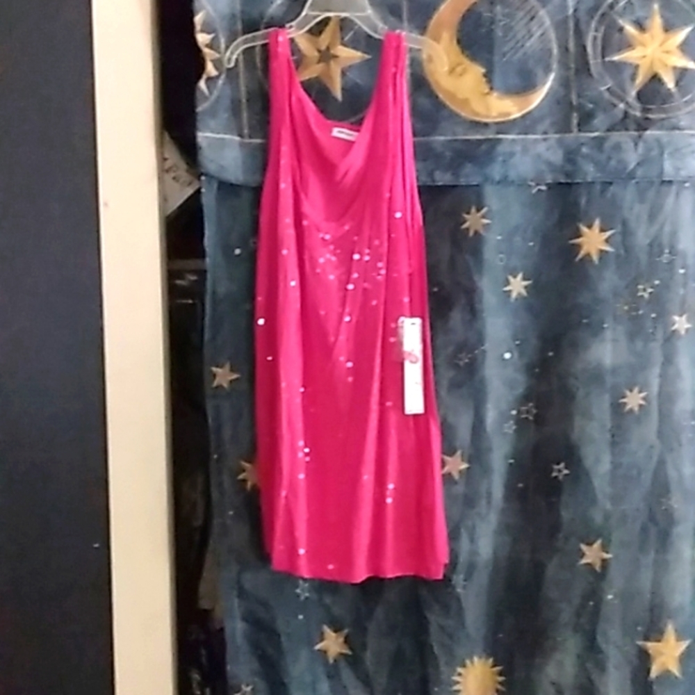 Pink tank top.